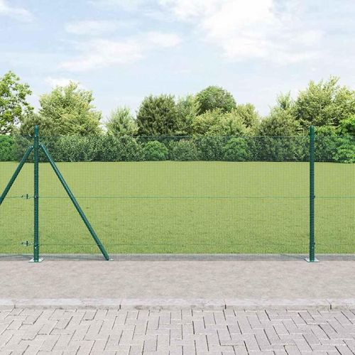 Zaun mit Pfosten Grün 0.8 x 10 m Stahl
