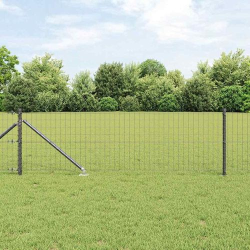 Zaun mit Pfosten Grau 0,6 x 10 m Stahl