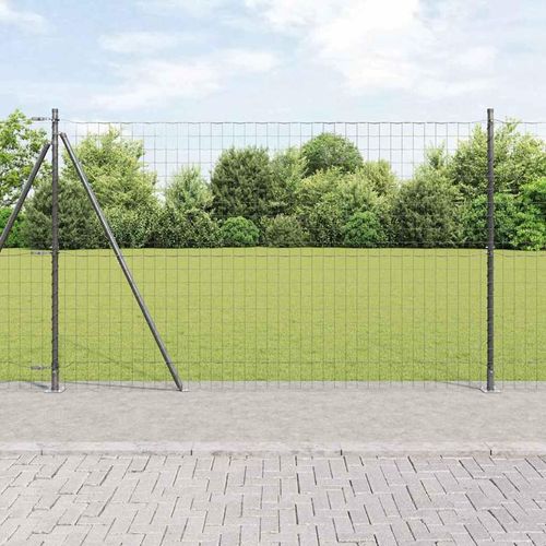 Zaun mit Pfosten Grau 1.4 x 10 m Stahl