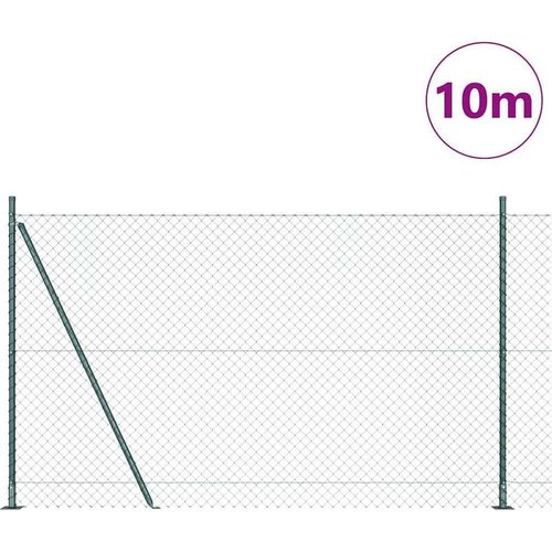 vidaXL Kettengliedzaun mit Pfosten Grün 1.6 x 10 m Stahl