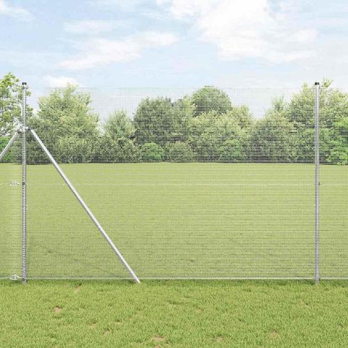Zaun mit Pfosten Silber 1.6 x 10 m Stahl