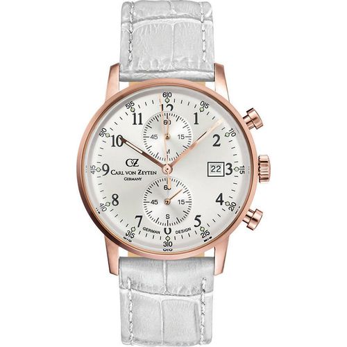 Carl von Zeyten Damen Armbanduhr Todtnau Chronograph weiß CVZ0012RSL