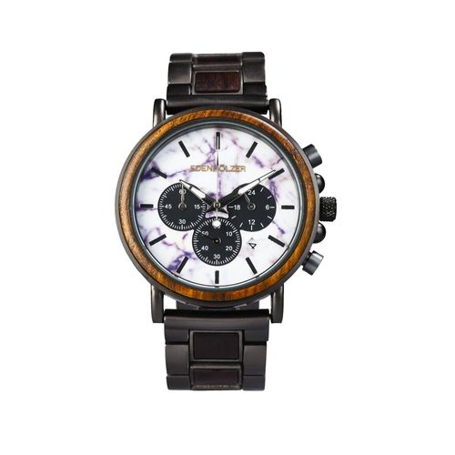 Edenhölzer Holzuhr Herren Armbanduhr Chronograph Holzarmband Hardlex Martinique Datumsanzeige