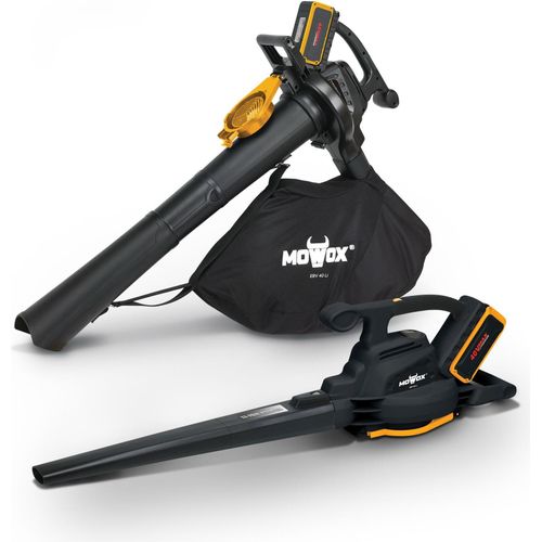 Mowox® EBV 40 Li Akku-Laubbläser mit Boost-, Saug- und Häckselfunktion, 240 km/h Blasgeschwindigkeit, 578 m³/h Saugvolumen, 32 l Fangsack, - ohne Akku und Ladegerät
