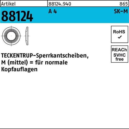 Teckentrup-Sperrkantscheiben A 4 SKM 10 A 4 S 500 Stk