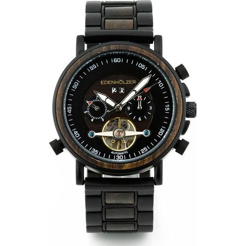 Edenhölzer Holzuhr Herren Armbanduhr Automatik Borneo Holzarmband Datumsanzeige