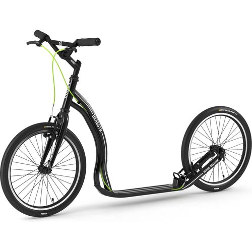 Yedoo Dragstr Sport Alloy Roller Scooter Tretroller - für Erwachsene und Teenager, bis 150 kg, mit Luftreifen 20/20 und verstellbarem Lenker Schwarz