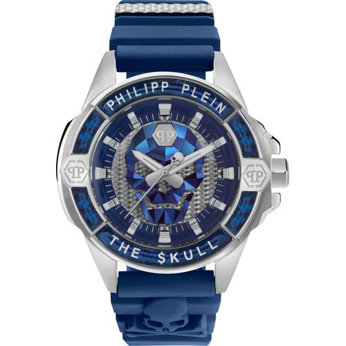 Philipp Plein PWAAA1722 THE $KULL CARBON FIBER blau silber Herren Uhr NEU