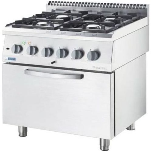 Gasherd Eco 4 Brenner Mit Elektro-Heißluftofen (600 X 400 Mm / Gn 1/1) Serie 700 Nd - G20, 4-Brenner (4X3,5 Kw)