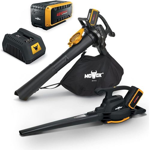 Mowox® EBV 40 Li Akku-Laubbläser mit Boost-, Saug- und Häckselfunktion, 240 km/h Blasgeschwindigkeit, 578 m³/h Saugvolumen, (inkl. 40V - 4,0Ah Batterie & Ladegerät)