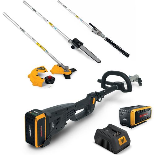 Mowox® EBC 40 Li Set + Starter Set 1 mit Akku (4.0Ah) und Ladegerät (4A), 4-in-1 Gartenpflege Multitool-Set mit Rasentrimmer, Motorsense, Kettensäge und Teleskop-Heckenschere