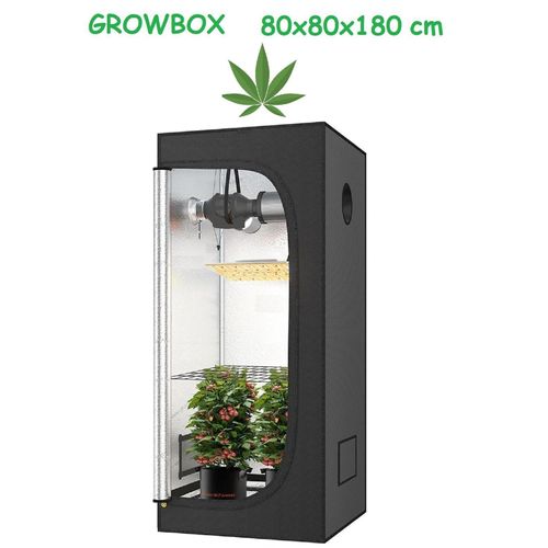 JUNG Growbox Growzelt Indoor 80x80x180cm Premium Mylar 97% reflektierend, Hydroponisches System, Gewächshaus Cannabis Balkon, Wasserdicht, Grow Tent