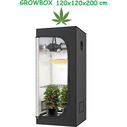 JUNG Growbox Growzelt Indoor 120x120x200cm Premium Mylar 97% reflektierend, Hydroponisches System, Gewächshaus Cannabis Balkon, Wasserdicht, Grow Tent