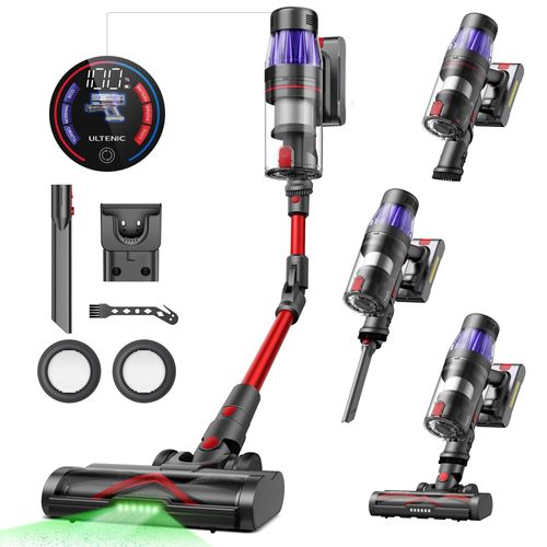 Ultenic U16 Flex Akku Staubsauger Kabellos 75000PA/70 min, Akkustaubsauger mit Touchscreen und Ladestation, 180°flexibles Biegegelenk, selbststehendes