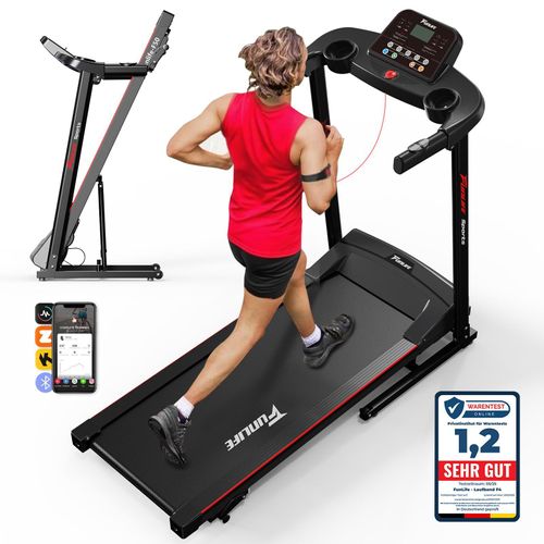Laufband für Zuhause klappbar mit 3-Stufen Steigung,leise 2.5PS Motor, App/Bluetooth,Luftdämpfung,große Lauffläche,ideal für Home Gym, FunLife F50