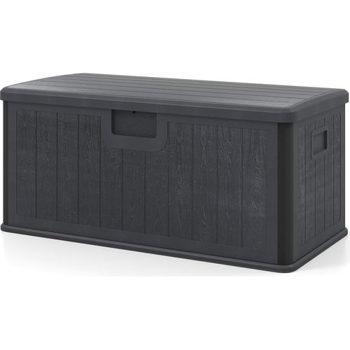 COSTWAY Gartenbox 378L, Auflagenbox wasserdicht mit abschließbarem Deckel, Aufbewahrungsbox für Kissen & Gartengeräte, Kissenbox Outdoor Grau