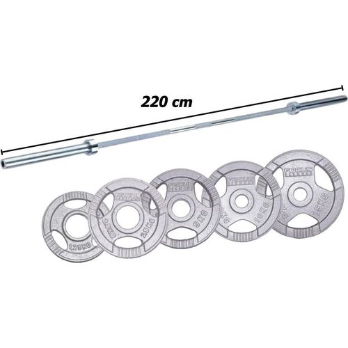 Olympisches Hantelset 100 kg - Focus Fitness Hamerton - 220 cm - 50 mm - Gusseisen