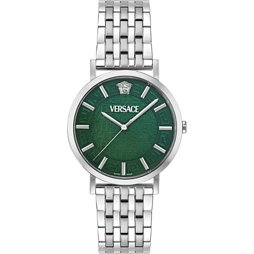 Versace Herren Uhr Greca Slim 40mm Silber Grün VE8Q00324