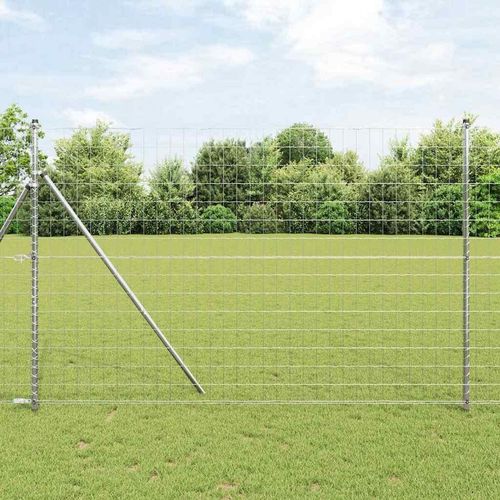 Zaun mit Pfosten Silber 1.5 x 10 m Stahl