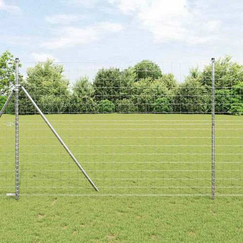Zaun mit Pfosten Silber 1.5 x 10 m Stahl