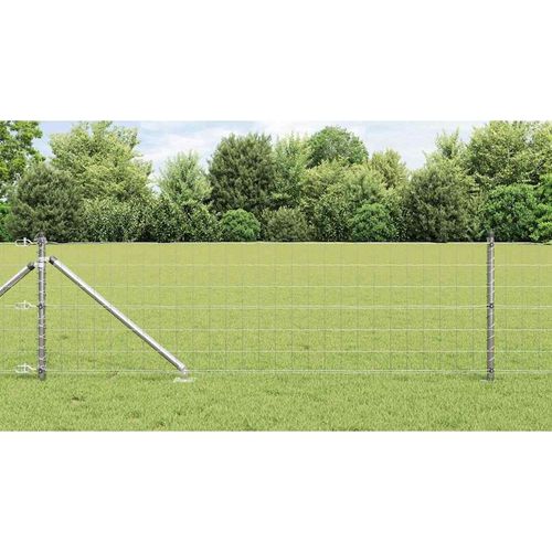 Zaun mit Pfosten Silber 0.4 x 50 m Stahl