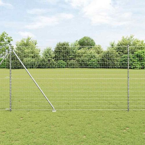 Zaun mit Pfosten Silber 1.5 x 10 m Stahl