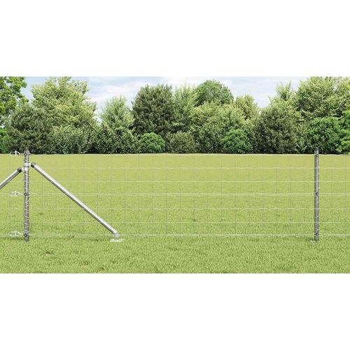 Zaun mit Pfosten Silber 0.8 x 10 m Stahl