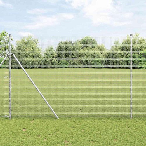 Zaun mit Pfosten Silber 1.5 x 10 m Stahl