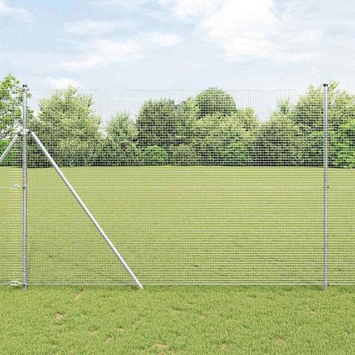 Zaun mit Pfosten Silber 1.5 x 10 m Stahl