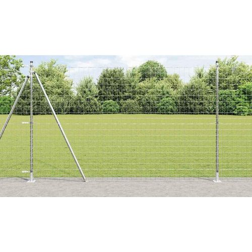 Zaun mit Pfosten Silber 1.5 x 10 m Stahl