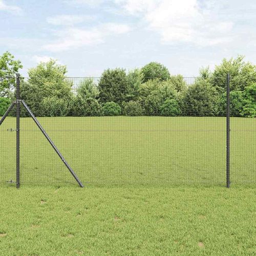 Zaun mit Pfosten Grau 1 x 50 m Stahl