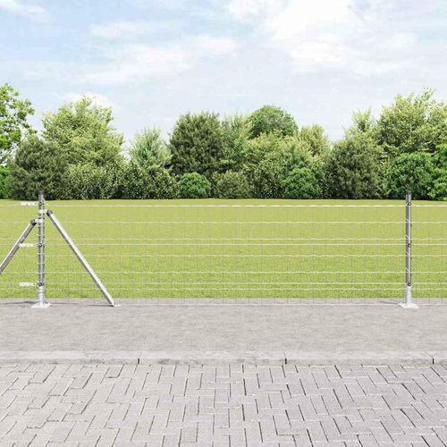 Zaun mit Pfosten Silber 0.4 x 50 m Stahl