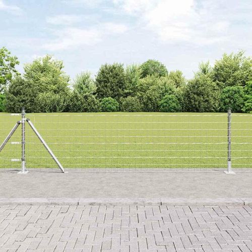 Zaun mit Pfosten Silber 0,4 x 10 m Stahl
