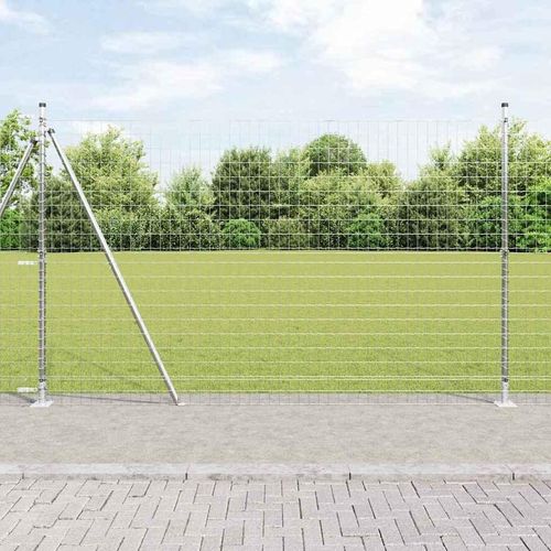 Zaun mit Pfosten Silber 1.5 x 10 m Stahl