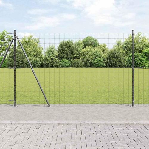 Zaun mit Pfosten Grau 1.4 x 10 m Stahl