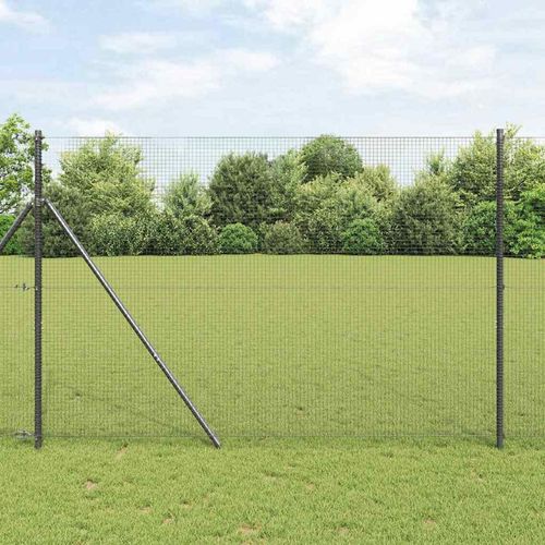 Zaun mit Pfosten Grau 1.4 x 50 m Stahl