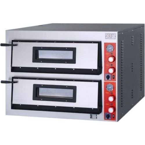 GGF Pizzaofen mit zwei Kammern für 8 Pizzen à 360 mm, Vollschamott, 12 kW, 1010 x 850 x 750mm (BxTxH)