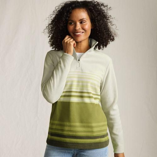 Fleecepullover mit Zipper, Damen,  Grün, Polyester, by Lands' End