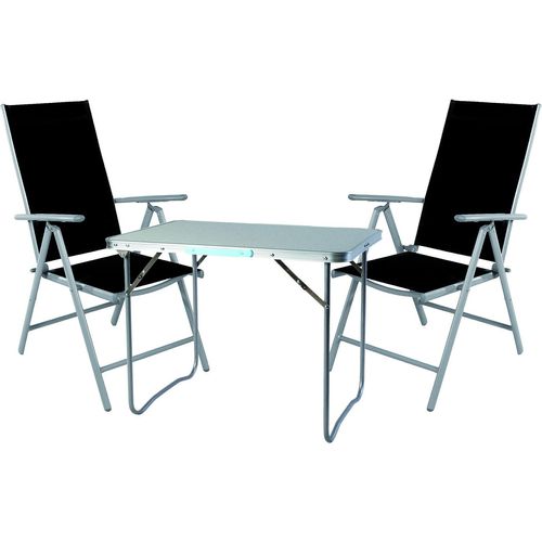 3-teiliges Campingmöbel Set Aluminium Textilen schwarz