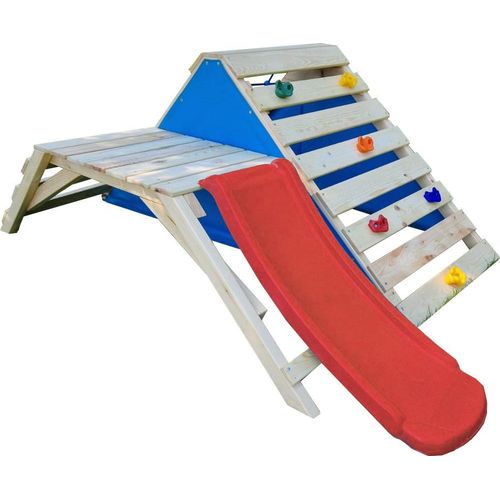 Klettergerüst indoor Garten Spielplatz First MAPISZON Holz /Rutsche rot/
