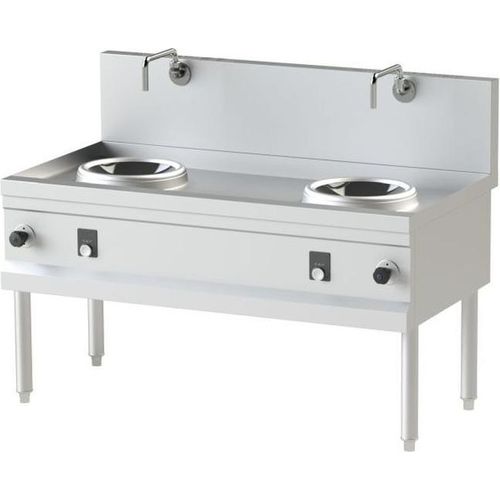 KBS Wokherd 2 Brenner Wandmodell 1400x750x1050 mm mit Wokpfanne und Wasserhähnen