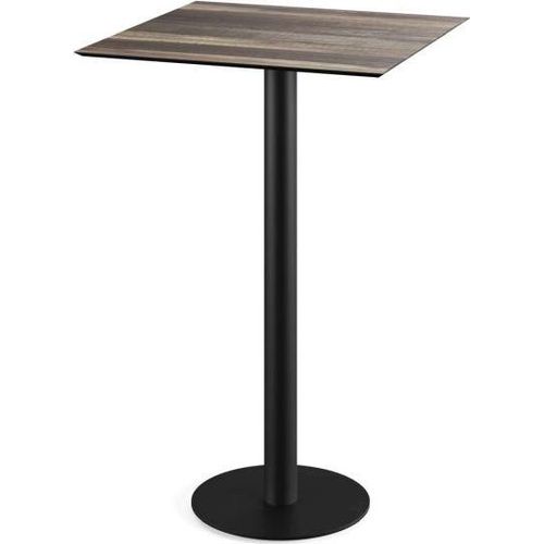 Urban Stehtisch Schwarz gestell + Tropical Wood HPL 70x70 cm