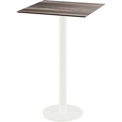 Urban Stehtisch Weiß gestell + Tropical Wood HPL 70x70 cm