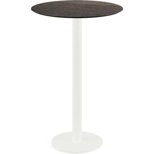 Urban Stehtisch Weiß gestell + Riverwashed Wood HPL Ø70 cm
