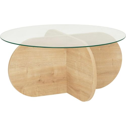 RIBE Couchtisch aus Holz und Glasplatte