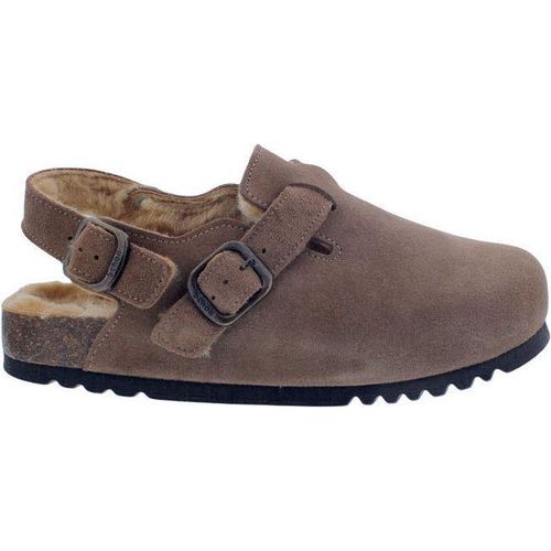 Scholl Fae Backstrap Clog Taupe Suede + Fur - Veloursleder mit Fell 41