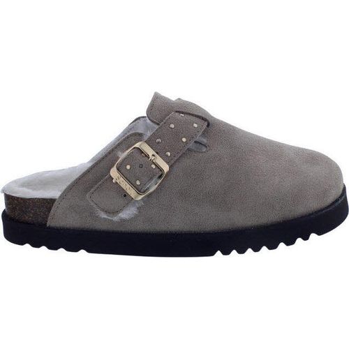 Scholl Benny Clog Dark Beige Suede + Fur - Veloursleder mit Fell 40