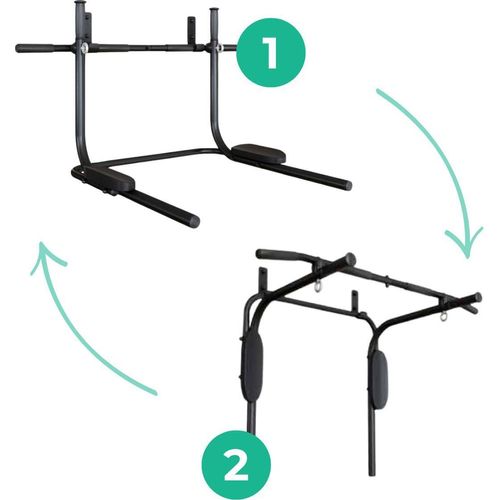 3-in-1-Reckstange Fitness Stange mit Handlauf + Rückenlehne, Wand-Klimmzugstange + Box schwarz