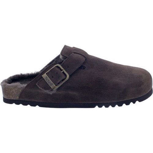 Scholl Olivier F New Clog Dk Brown Suede - Velourleder in dunkelbraun mit Fell 45