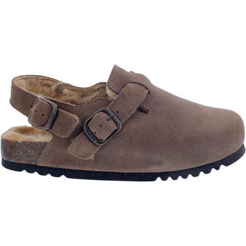 Scholl Fae Backstrap Clog Taupe Suede + Fur - Veloursleder mit Fell 40